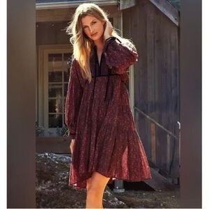 DOEN Azalea dress with velvet trim